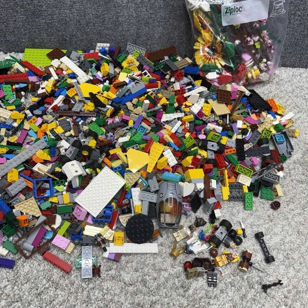 Lego bulk lot 5lbs + mixed huge lot loose bricks minifigures flowers